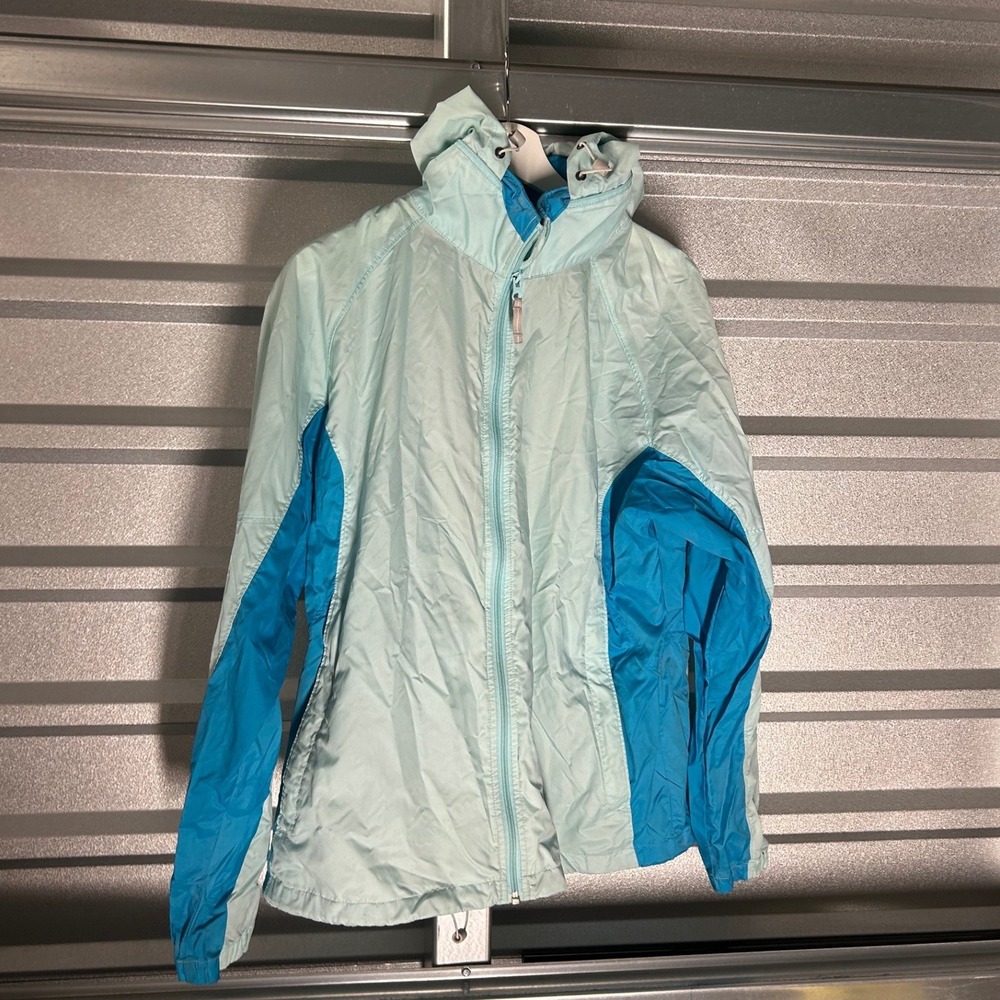 Columbia Windbreaker Womens XL Blue Lightweight Hooded Full Zip Jacket Gorpcore